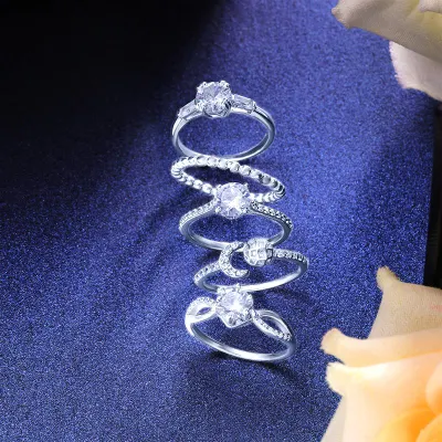 Moda jóias finas 925 prata esterlina jóias moissanite anel de diamante para mulheres noivado casamento promessa anel