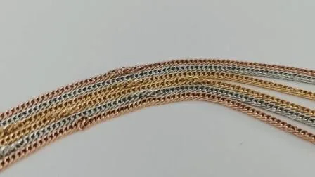 Imitação de colar de aço inoxidável banhado a ouro 18K tornozeleira pulseira fazendo corrente moda dupla meio-fio polonês corrente joias para mulheres joias da moda atacado